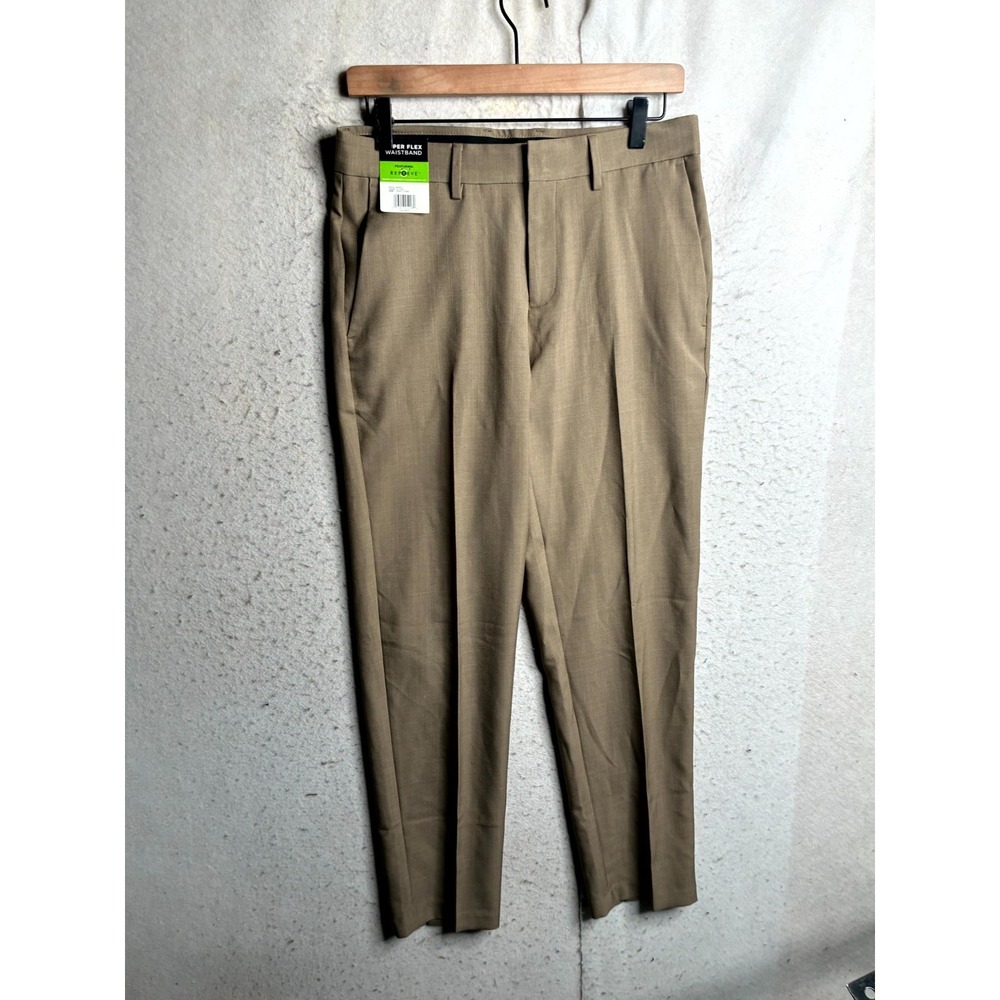 Kenneth Cole Performance Pants Mens 30x30 Taupe Slim Fit KD80055 Dress Pants